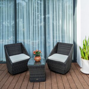 Home 108 Bộ Bàn Ghế Xoay Mây Nhựa Heyfield