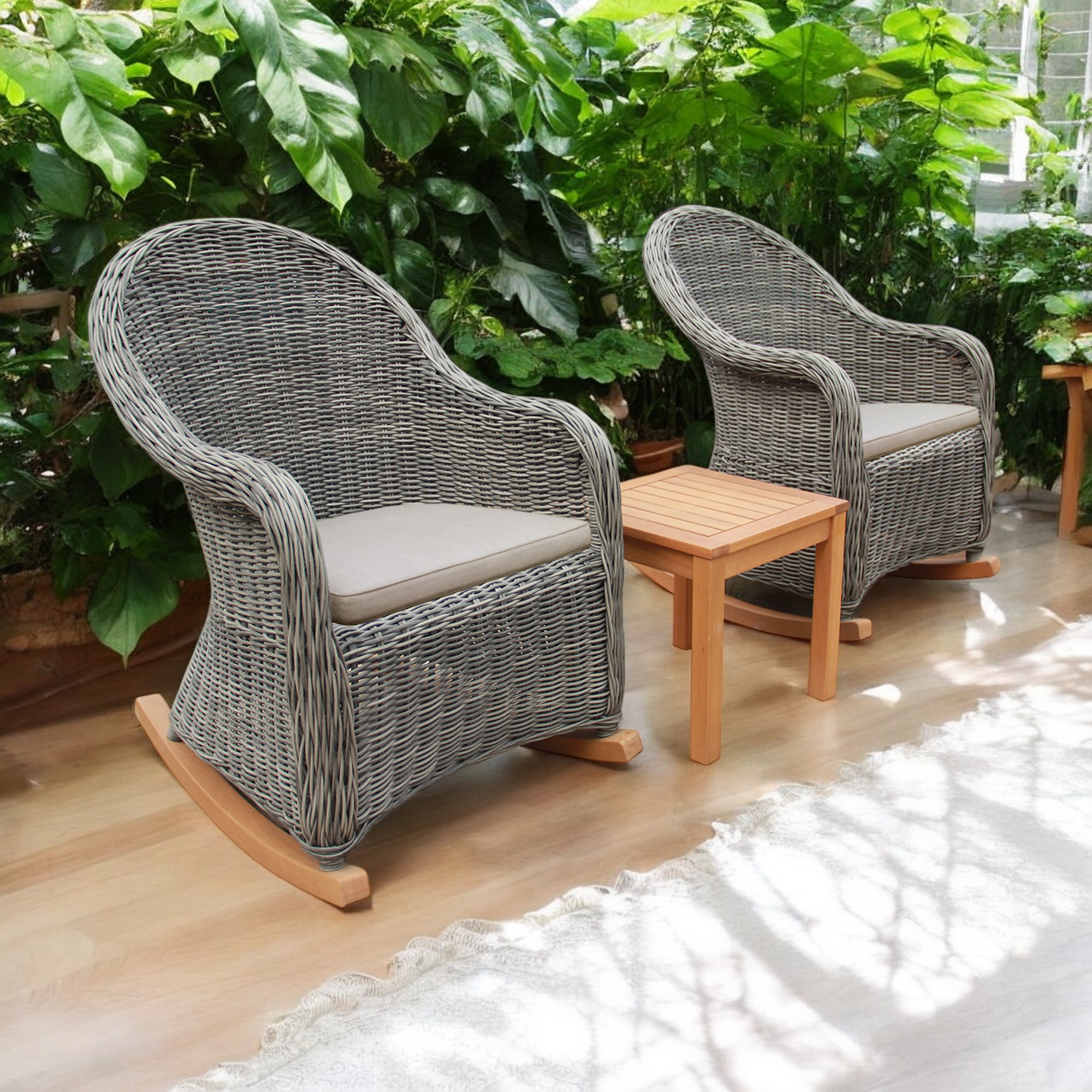 Bộ Bàn Ghế Bập Bênh Mây Nhựa Milan 7 Bộ Bàn Ghế Bập Bênh Mây Nhựa Milan