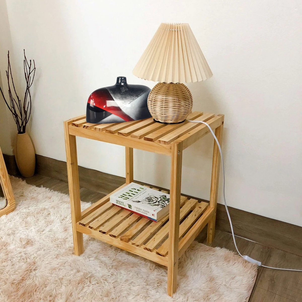 Kệ gỗ thông đa năng 2 tầng - Gỗ nhập khẩu, cứng cáp, không ẩm mốc.