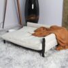 Giường Sofa Hình Chữ Nhật Cho Chó Mèo – Vải Teddy Trắng Kem