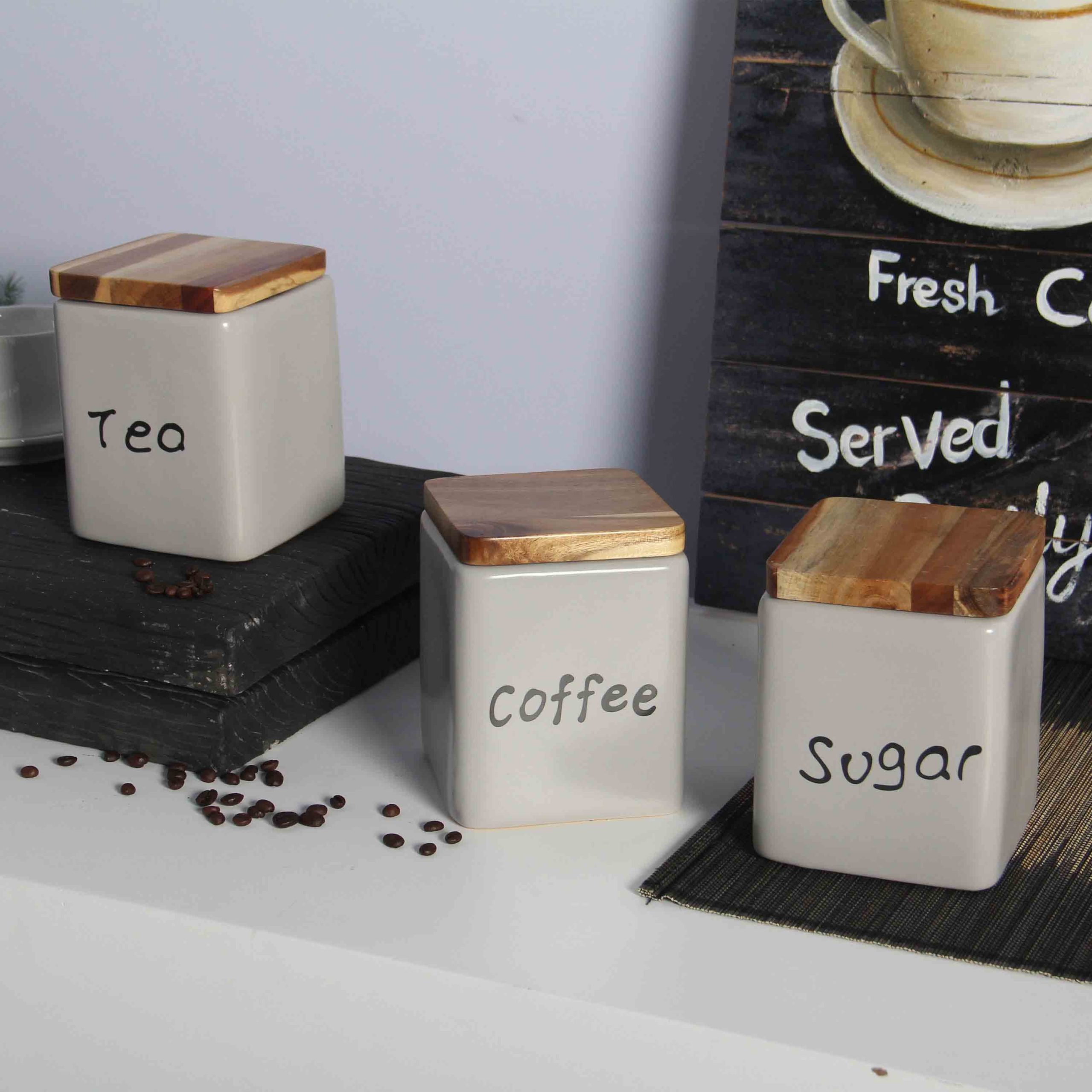 Hũ Gốm Sứ Đựng Thực Phẩm LOTUS (Coffee - Tea - Sugar) 17 Hũ Gốm Sứ Đựng Thực Phẩm LOTUS (Coffee - Tea - Sugar)