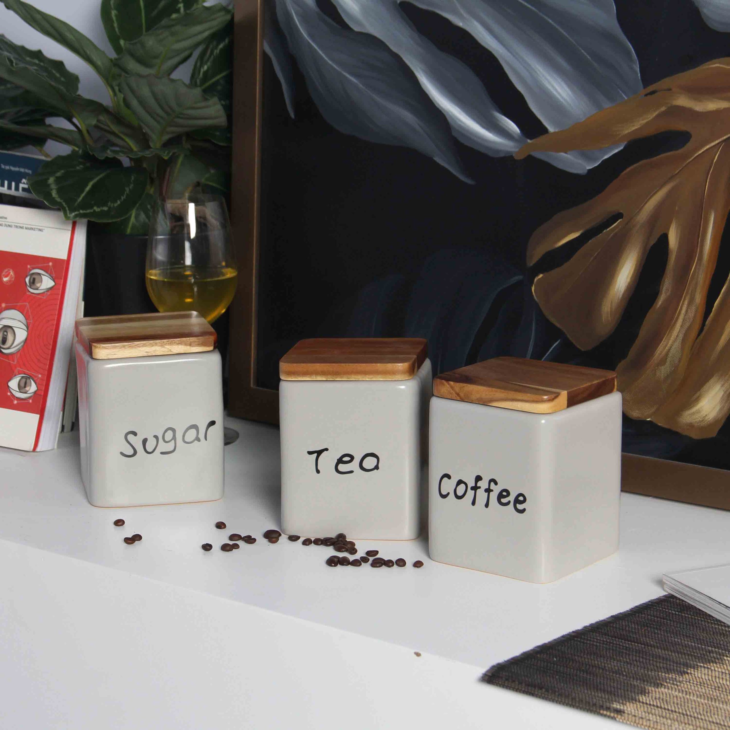 Hũ Gốm Sứ Đựng Thực Phẩm LOTUS (Coffee - Tea - Sugar) 19 Hũ Gốm Sứ Đựng Thực Phẩm LOTUS (Coffee - Tea - Sugar)