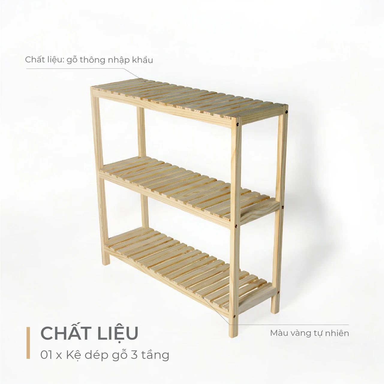 Kệ Dép Gỗ 3 Tầng Pine Lắp Ráp Made4Home 11 Kệ Dép Gỗ 3 Tầng Pine Lắp Ráp Made4Home