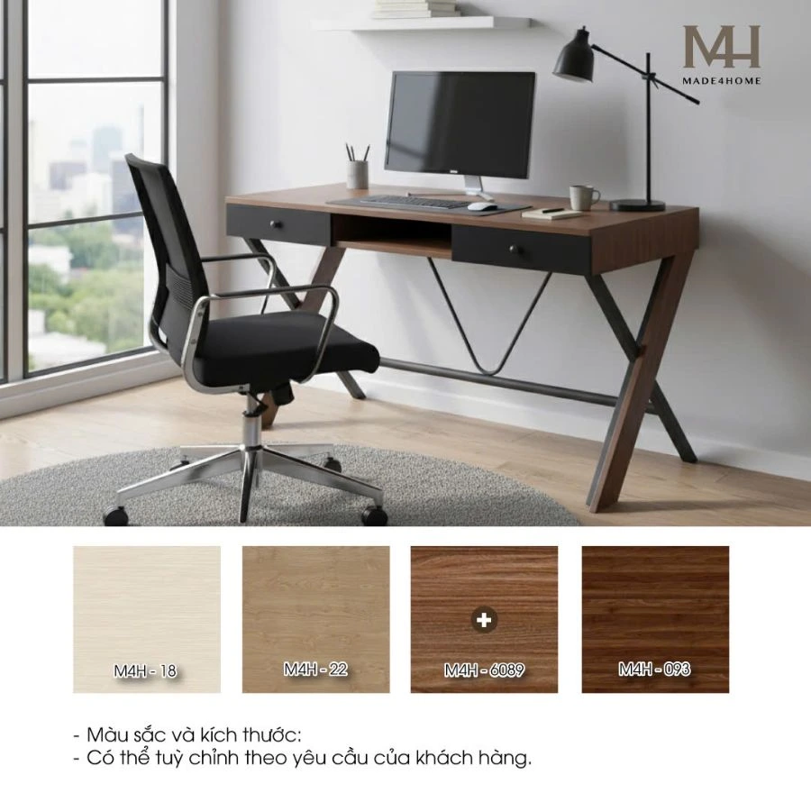Bàn làm việc Bertha - Gỗ MDF chống trầy, có hộc tiện lợi 20 Bàn Chữ X Bertha