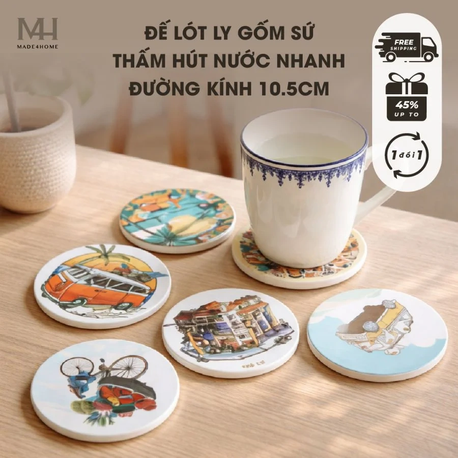 Đế Lót Ly Bằng Sứ 1 Đế Lót Ly Bằng Sứ