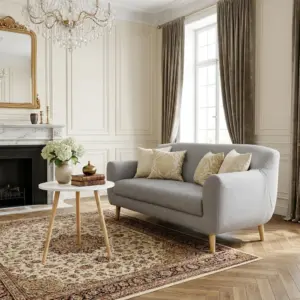 Sofa Agnes 1m4 – Ghế Sofa Nhỏ Gọn, Nệm Êm, Khung Gỗ Tự Nhiên