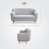 Sofa Agnes 1m4 – Ghế Sofa Nhỏ Gọn, Nệm Êm, Khung Gỗ Tự Nhiên
