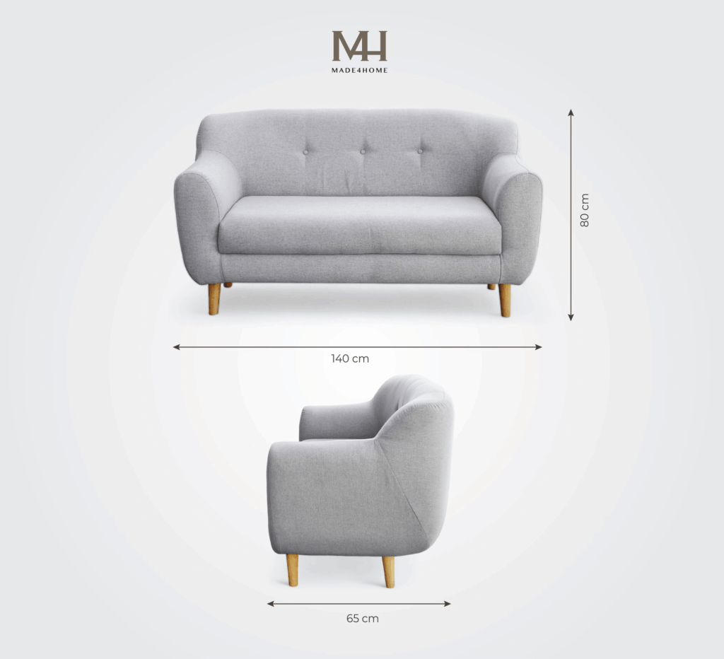 Sofa Agnes 1m4 – Ghế Sofa Nhỏ Gọn, Nệm Êm, Khung Gỗ Tự Nhiên