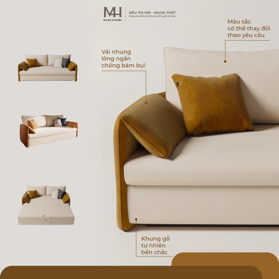 Ghế Sofa Giường Clara – Sofa 2 Trong 1 Nhỏ Gọn Đa Năng 23 Ghế Sofa Giường Clara – Sofa 2 Trong 1 Nhỏ Gọn Đa Năng