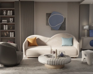 Sofa Carmencita 1m8 – Thiết Kế Uốn Lượn Nghệ Thuật, Khung Gỗ Tràm, Bọc Nhung Cao Cấp