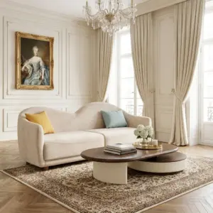 Home 76 Sofa Carmencita 1m8 – Thiết Kế Uốn Lượn Nghệ Thuật, Khung Gỗ Tràm, Bọc Nhung Cao Cấp
