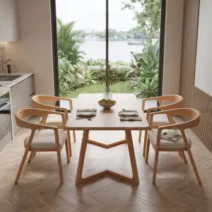 Bộ bàn ăn 4 ghế Bryona- Chất liệu gỗ sồi - Thiết kế đẹp mắt