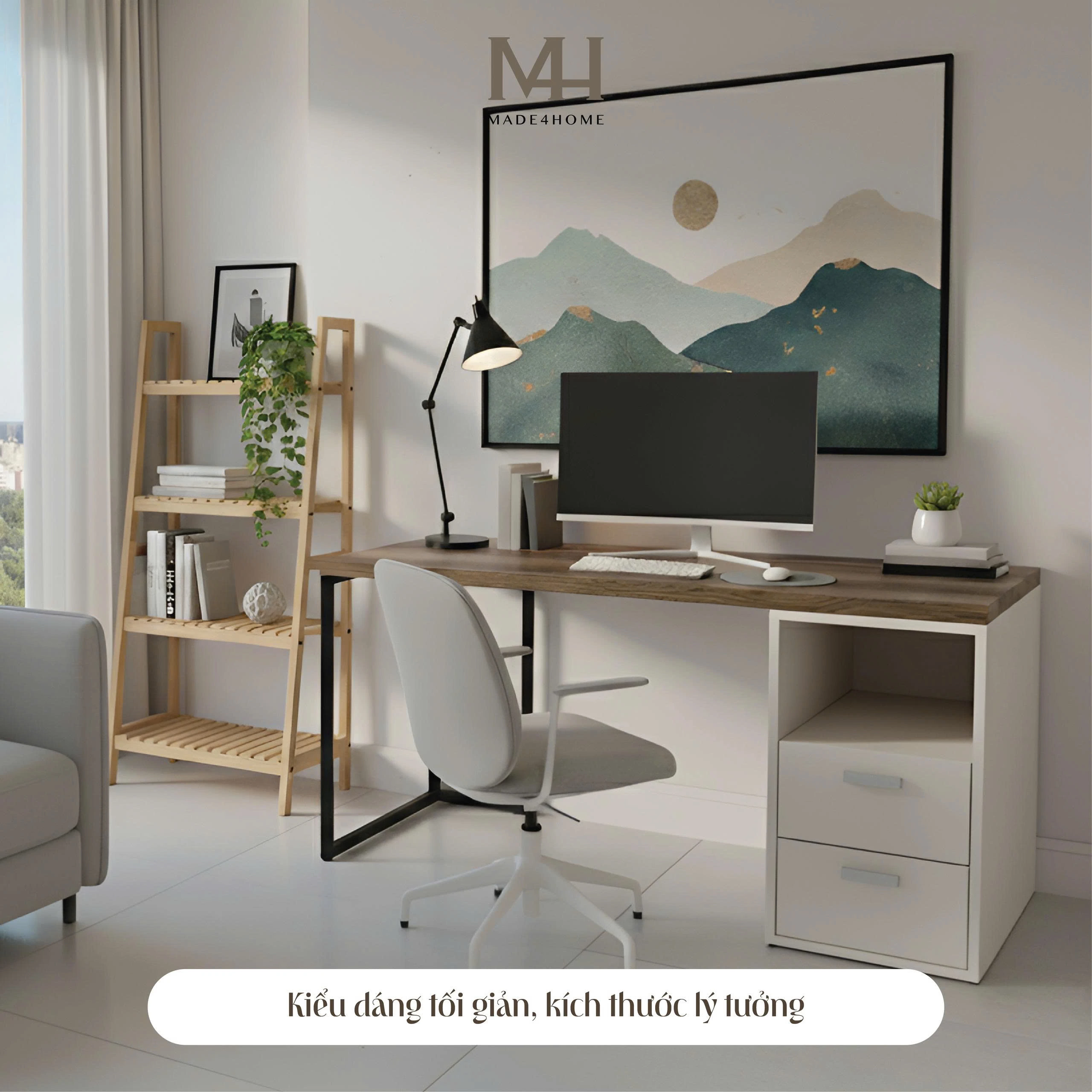 Bàn làm việc kèm hộc Gray- Gỗ MDF phủ Melanin chống trầy 2 Bàn làm việc kèm hộc Gray- Gỗ MDF phủ Melanin chống trầy - Ảnh 2