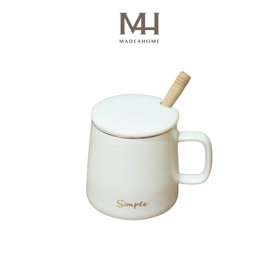 Ly Cốc Sứ Họa Tiết Simple - Trắng