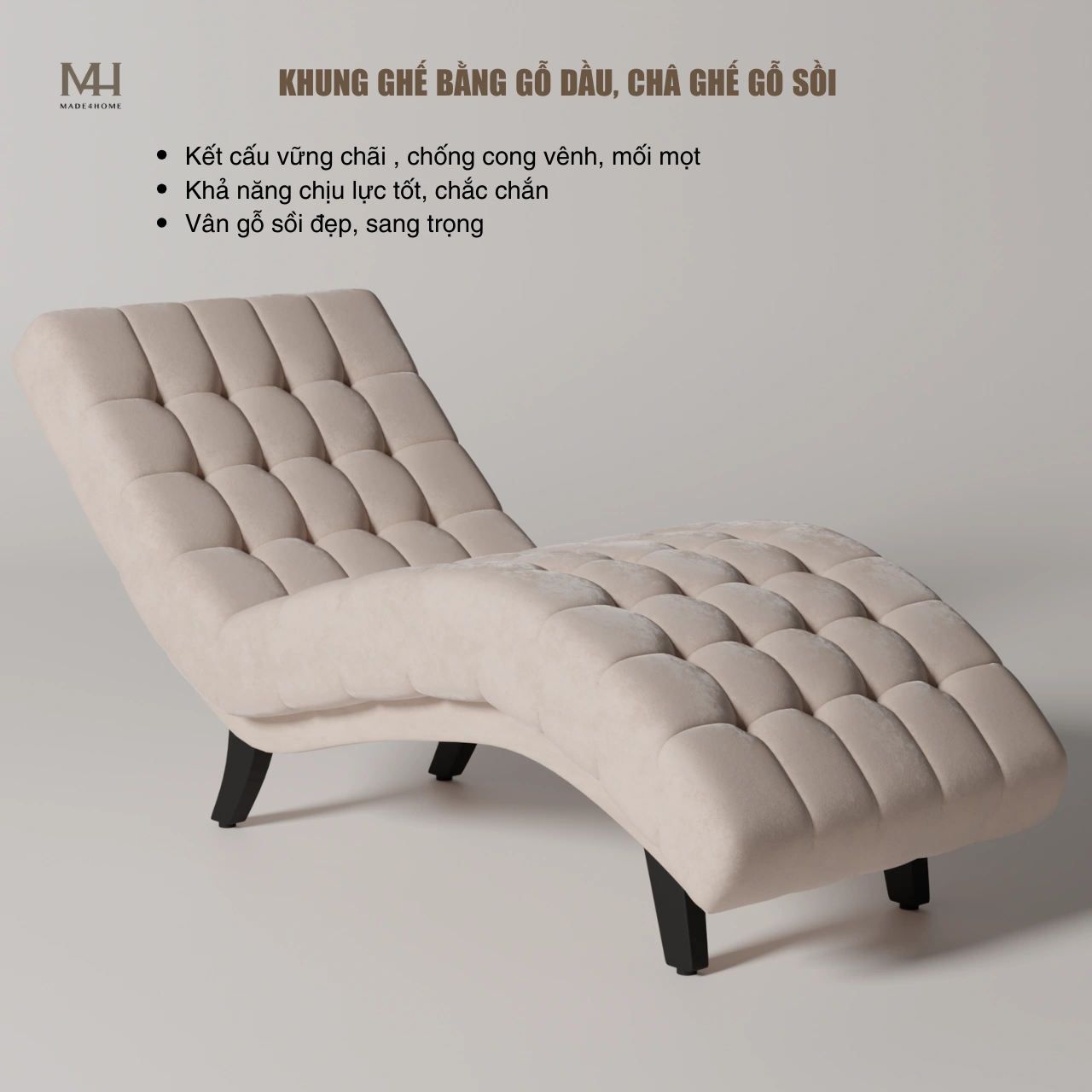 Ghế thư giãn Serene- Khung gỗ dầu, nệm cao cấp ôm trọn cơ thể.