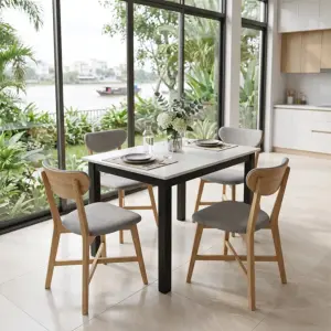Bộ Bàn Ăn Gỗ Tràm 4 Ghế Made4Home