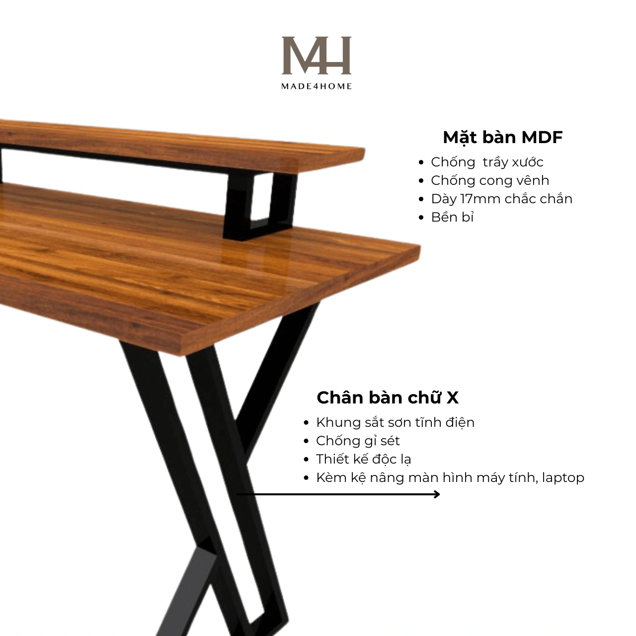 Bàn Làm Việc Bricen Gỗ MDF Chân Sắt – Thiết Kế Hiện Đại, Có Kệ Laptop 11 Bàn Làm Việc Bricen Gỗ MDF Chân Sắt – Thiết Kế Hiện Đại, Có Kệ Laptop