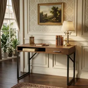Bàn làm việc Channay gỗ MDF chân sắt – Thiết kế đơn giản hiện đại