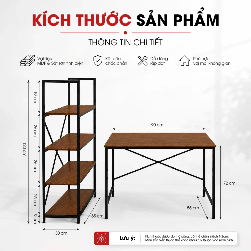 Bàn Làm Việc Lymon – Gỗ MDF - Chân Sắt Sơn Tĩnh Điện 3 Bàn Làm Việc Lymon – Gỗ MDF - Chân Sắt Sơn Tĩnh Điện - Ảnh 3