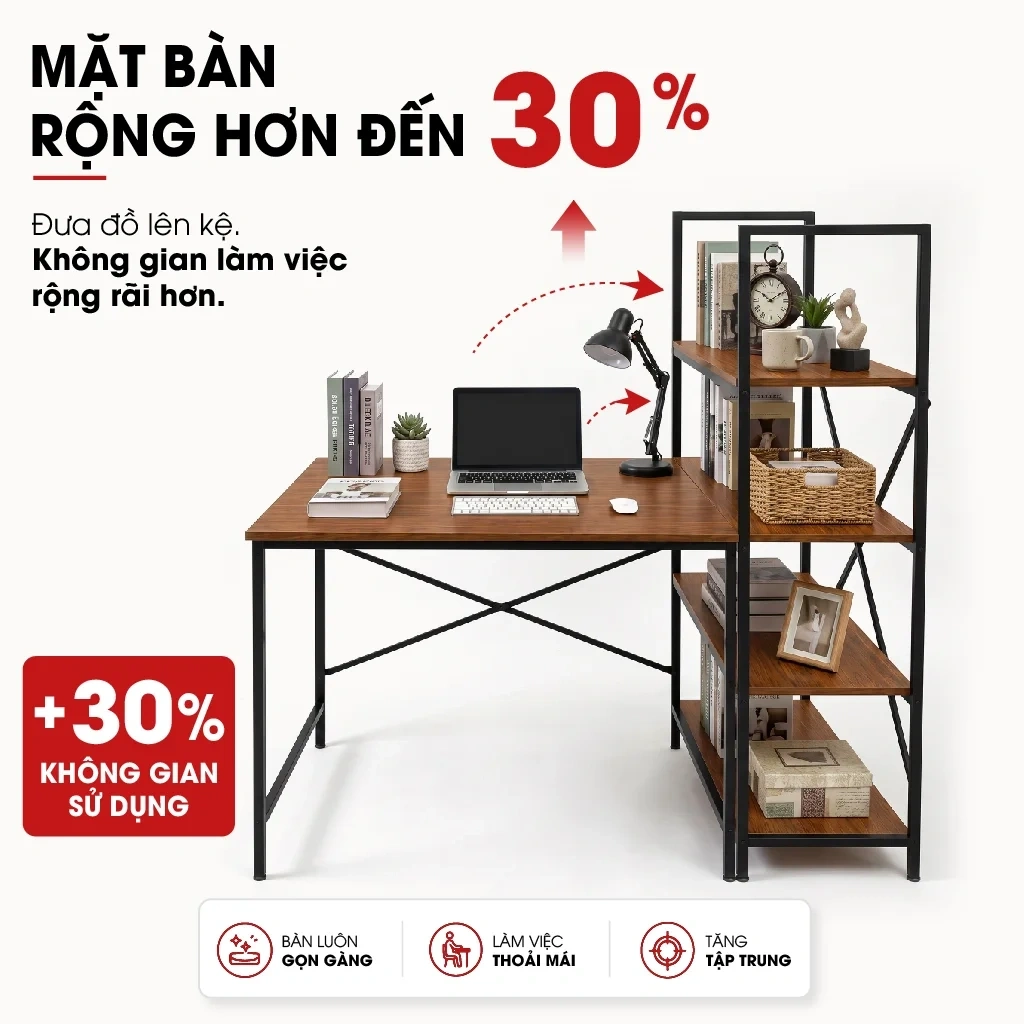 Bàn Làm Việc Lymon – Gỗ MDF - Chân Sắt Sơn Tĩnh Điện 14 Bàn Làm Việc Lymon – Gỗ MDF - Chân Sắt Sơn Tĩnh Điện - Ảnh 14