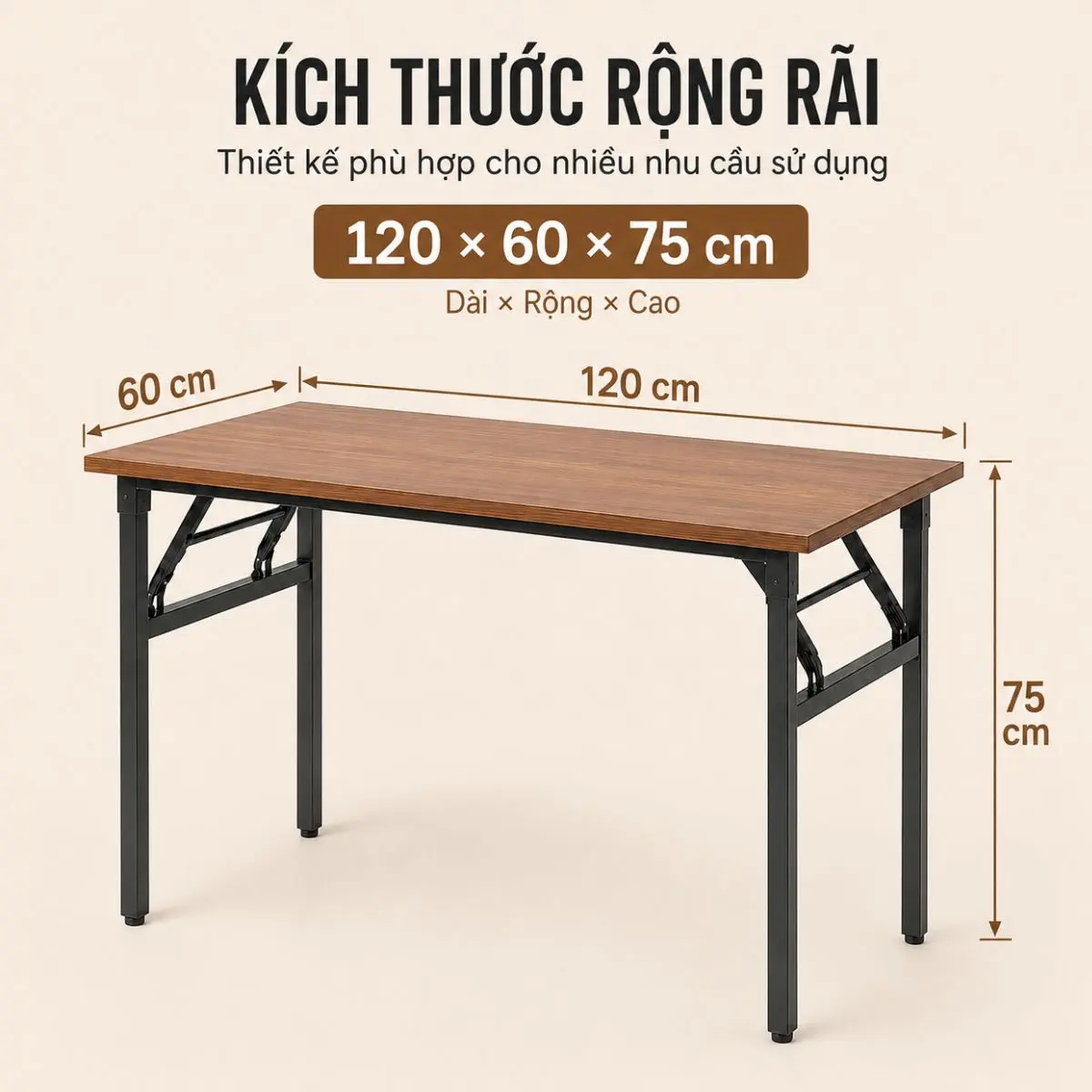 Bàn Làm Việc Gấp Gọn Bruno 120x60 – Thiết Kế Tiện Lợi, Chân Sắt Chắc Chắn, Mặt Gỗ MDF Cao Cấp 9 Bàn Làm Việc Gấp Gọn Bruno 120x60 – Thiết Kế Tiện Lợi, Chân Sắt Chắc Chắn, Mặt Gỗ MDF Cao Cấp - Ảnh 9
