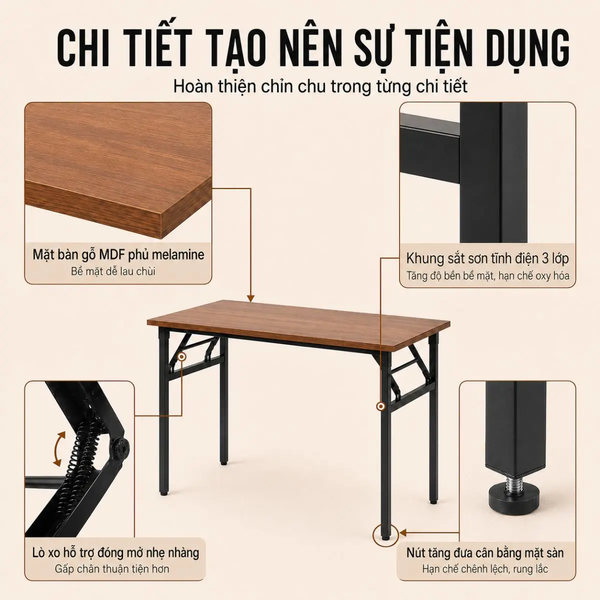 Bàn Làm Việc Gấp Gọn Bruno 120x60 – Thiết Kế Tiện Lợi, Chân Sắt Chắc Chắn, Mặt Gỗ MDF Cao Cấp 10 Bàn Làm Việc Gấp Gọn Bruno 120x60 – Thiết Kế Tiện Lợi, Chân Sắt Chắc Chắn, Mặt Gỗ MDF Cao Cấp - Ảnh 10