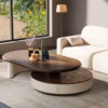 Bàn trà MOIRA- Gỗ Veneer thiết kế đa tầng tinh tế cho phòng khách hiện đại