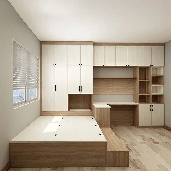 Giường ngủ MDF liền tủ đầu giường thông minh, tích hợp tiện ích tối đa cho người dùng hiện đại.