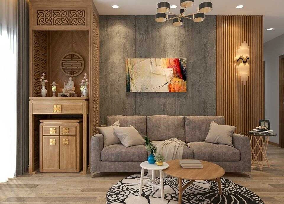 Gợi Ý Bố Trí Bàn Thờ Gỗ Công Nghiệp Đẹp, Hợp Mệnh, Hợp Phong Cách Sống Mới 12 Bố trí bàn thờ gỗ công nghiệp