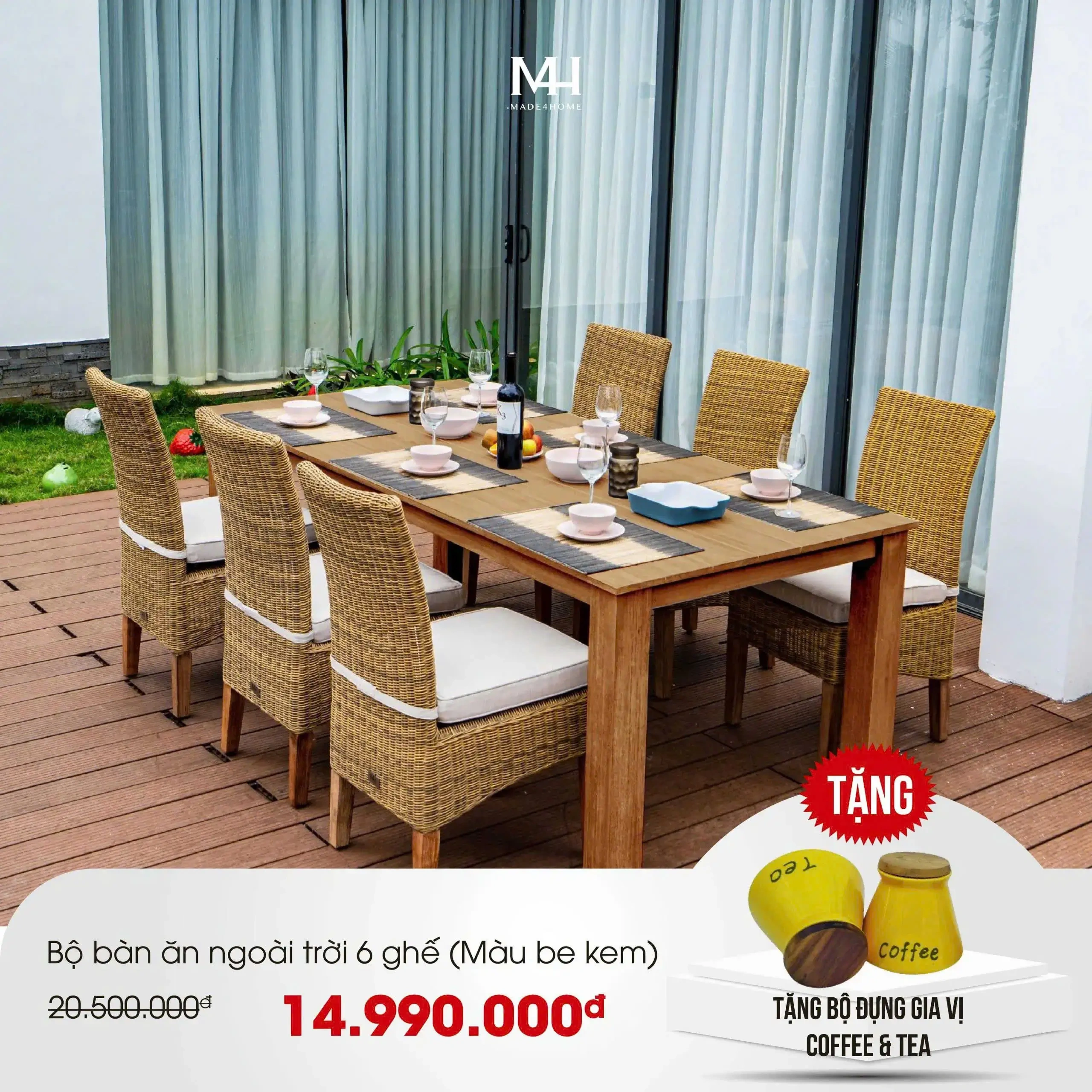 Bộ bàn ăn ngoài trời Made4home Bộ bàn ăn ngoài trời Made4home