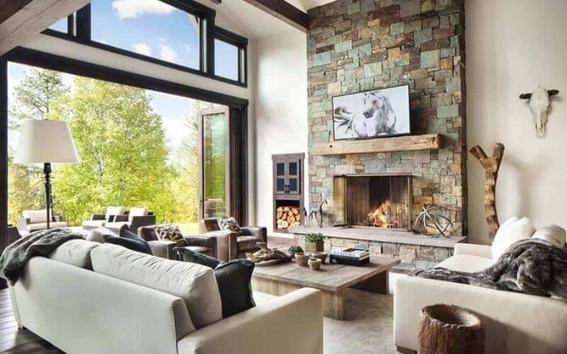 Phòng khách thiết kế theo phong cách Rustic