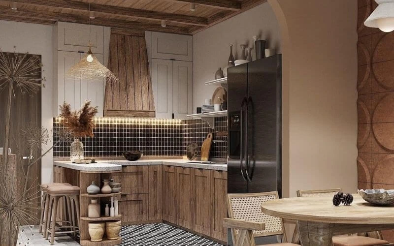 Phòng bếp thiết kế theo phong cách Rustic