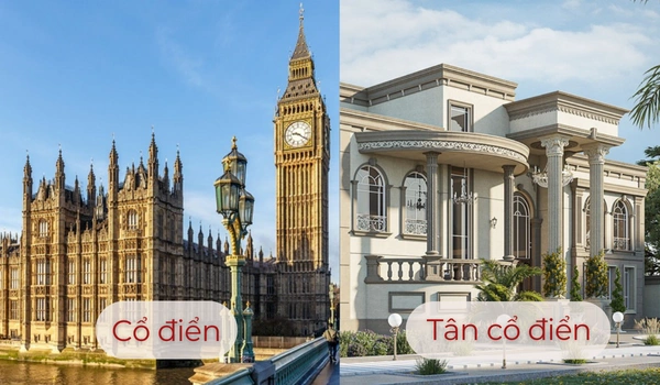 sự khác biệt giữa nhà phong cách cổ điển và nhà tân cổ điển