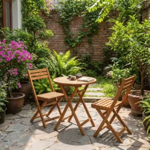 Bộ Bàn Ghế Gỗ Tràm Ban Công Made4Home – Không Gian Thư Giãn Tự Nhiên Giữa Lòng Thành Phố