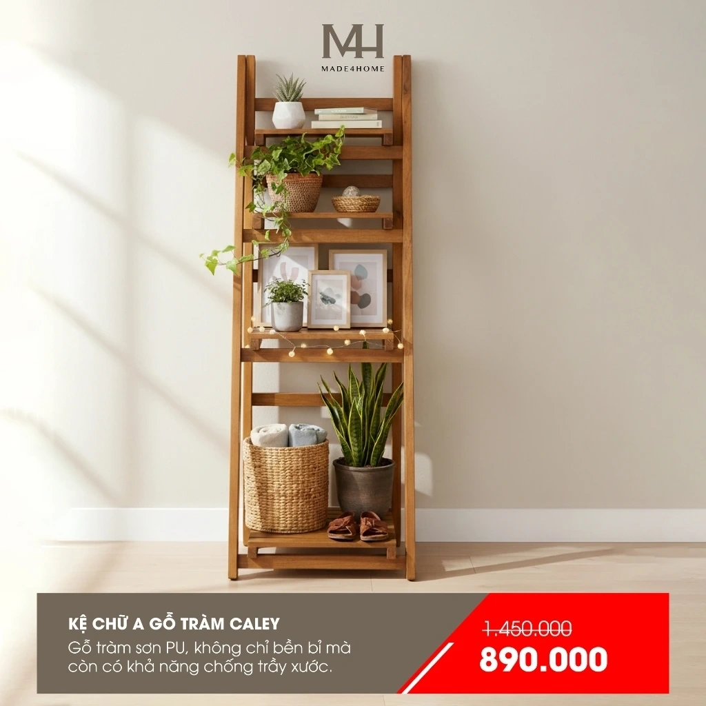 Bộ Sưu Tập Nội Thất Đồ Gỗ Hiện Đại Cho Nhà Phố & Căn Hộ Chung Cư 10 Kệ chữ A gỗ tràm Caley