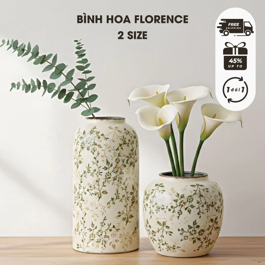 Bình Hoa Gốm Sứ Florence - Bình cao – Nghệ Thuật Trang Trí Tinh Tế Cho Không Gian Sống Hiện Đại 16 Bình Hoa Gốm Sứ Florence