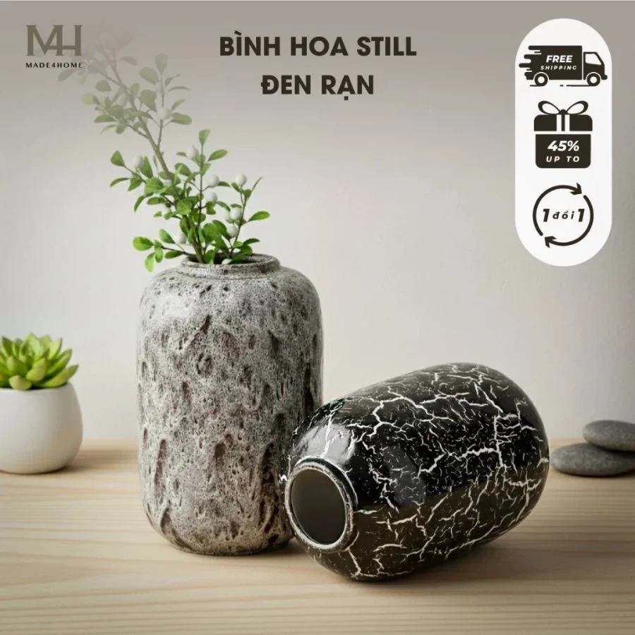 Bình hoa gốm sứ Still trang trí decor họa tiết rạn Made4Home - Kích thước 27x17cm 2 Bình hoa gốm sứ Still trang trí decor họa tiết rạn Made4Home - Kích thước 27x17cm - Ảnh 2