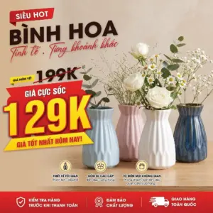 Bình hoa gốm sứ Felizia trang trí decor hoa văn sọc Made4Home - Kích thước 21x15cm