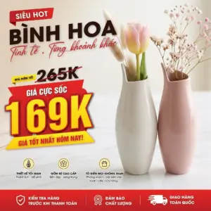 Bình hoa gốm sứ Nora trang trí decor dáng lượn sóng Made4Home - Kích thước 32x8cm