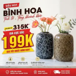 Bình hoa gốm sứ Still trang trí decor họa tiết rạn Made4Home - Kích thước 27x17cm