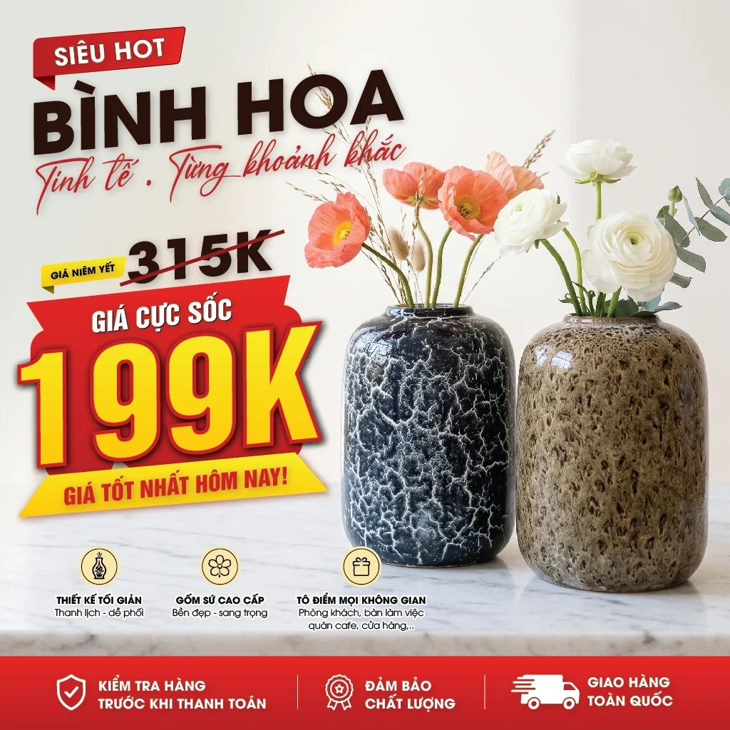 Bình hoa gốm sứ Still trang trí decor họa tiết rạn Made4Home - Kích thước 27x17cm 1 Bình hoa gốm sứ Still trang trí decor họa tiết rạn Made4Home - Kích thước 27x17cm