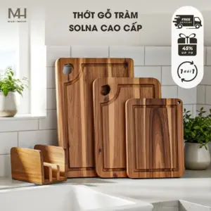 Combo 3 thớt gỗ tràm Solna cao cấp, an toàn sức khỏe Made4home