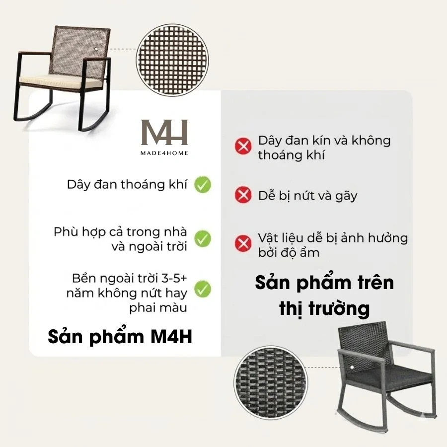 Bộ Ghế Bập Bênh Thư Giãn Ngoài Trời Made4Home – Patio Bistro Set 6 Bộ Ghế Bập Bênh Thư Giãn Ngoài Trời Made4Home – Patio Bistro Set - Ảnh 6