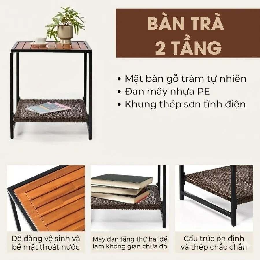 Bộ Ghế Bập Bênh Thư Giãn Ngoài Trời Made4Home – Patio Bistro Set 4 Bộ Ghế Bập Bênh Thư Giãn Ngoài Trời Made4Home – Patio Bistro Set - Ảnh 4
