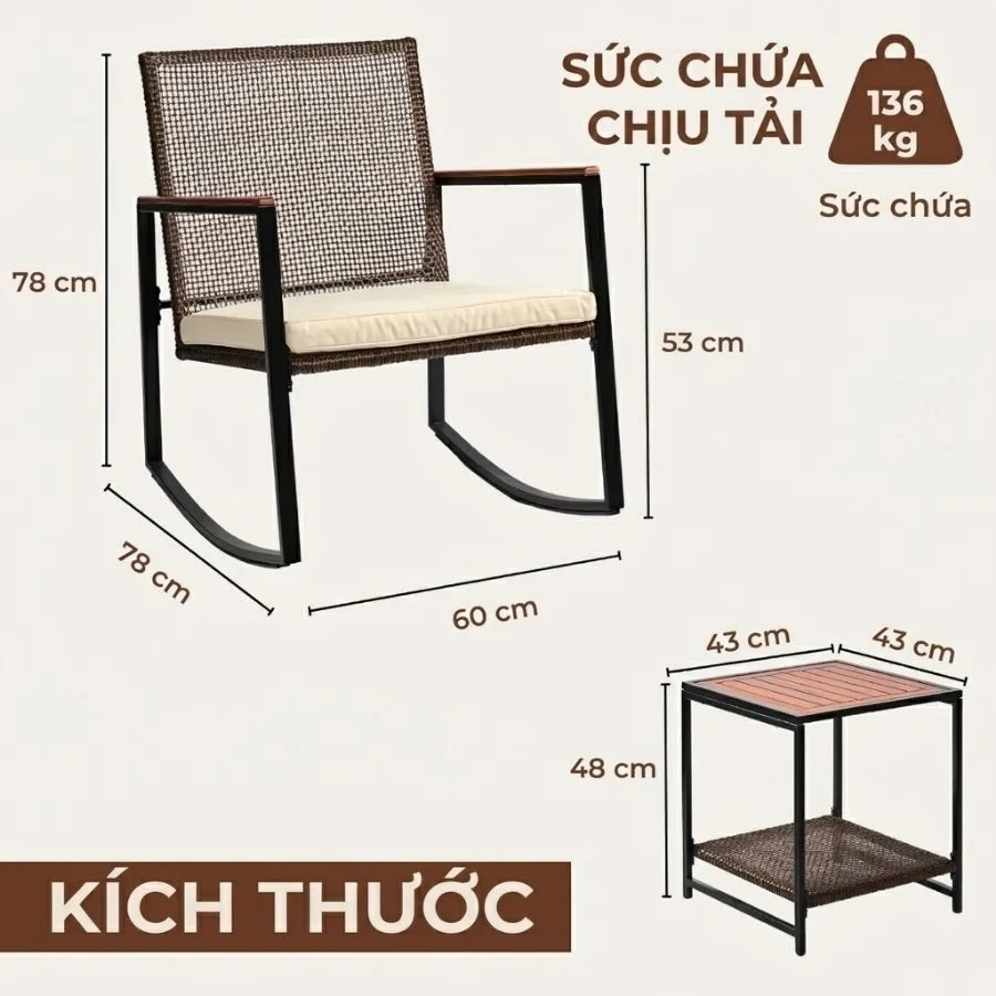 Bộ Ghế Bập Bênh Thư Giãn Ngoài Trời Made4Home – Patio Bistro Set 21 Bộ Ghế Bập Bênh Thư Giãn Ngoài Trời Made4Home – Patio Bistro Set