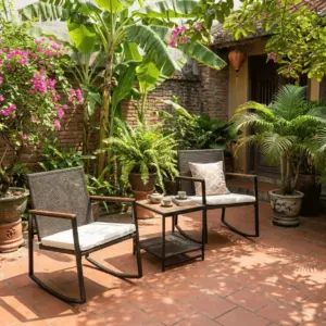 Home 36 Bộ Ghế Bập Bênh Thư Giãn Ngoài Trời Made4Home – Patio Bistro Set