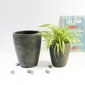 Milan Urn Poly Planter (Set Of 2) – Green Brown