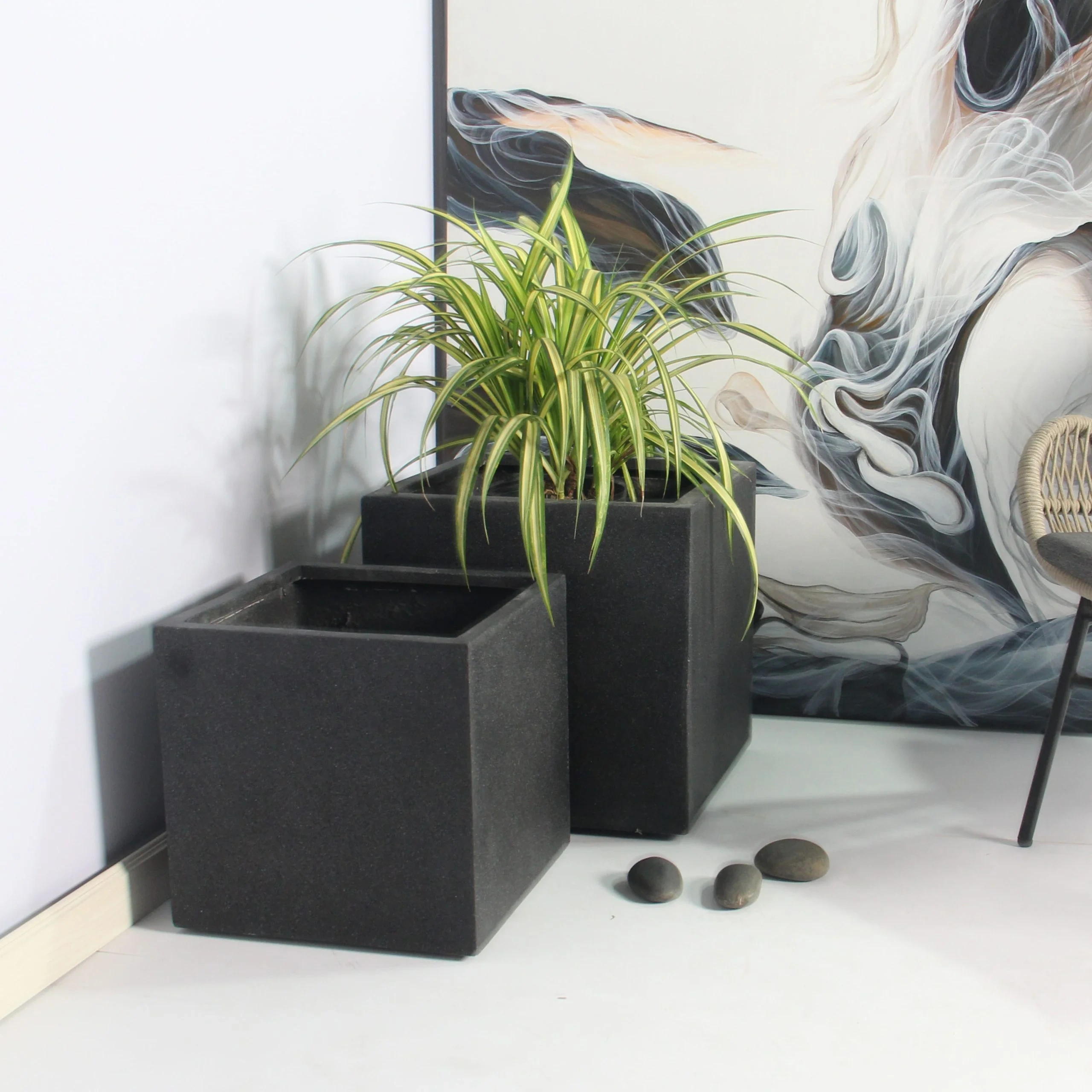 Rhine Square Poly Planter (Set Of 2) – Black 10 Rhine Square Poly Planter (Set Of 2) – Black - Ảnh 10