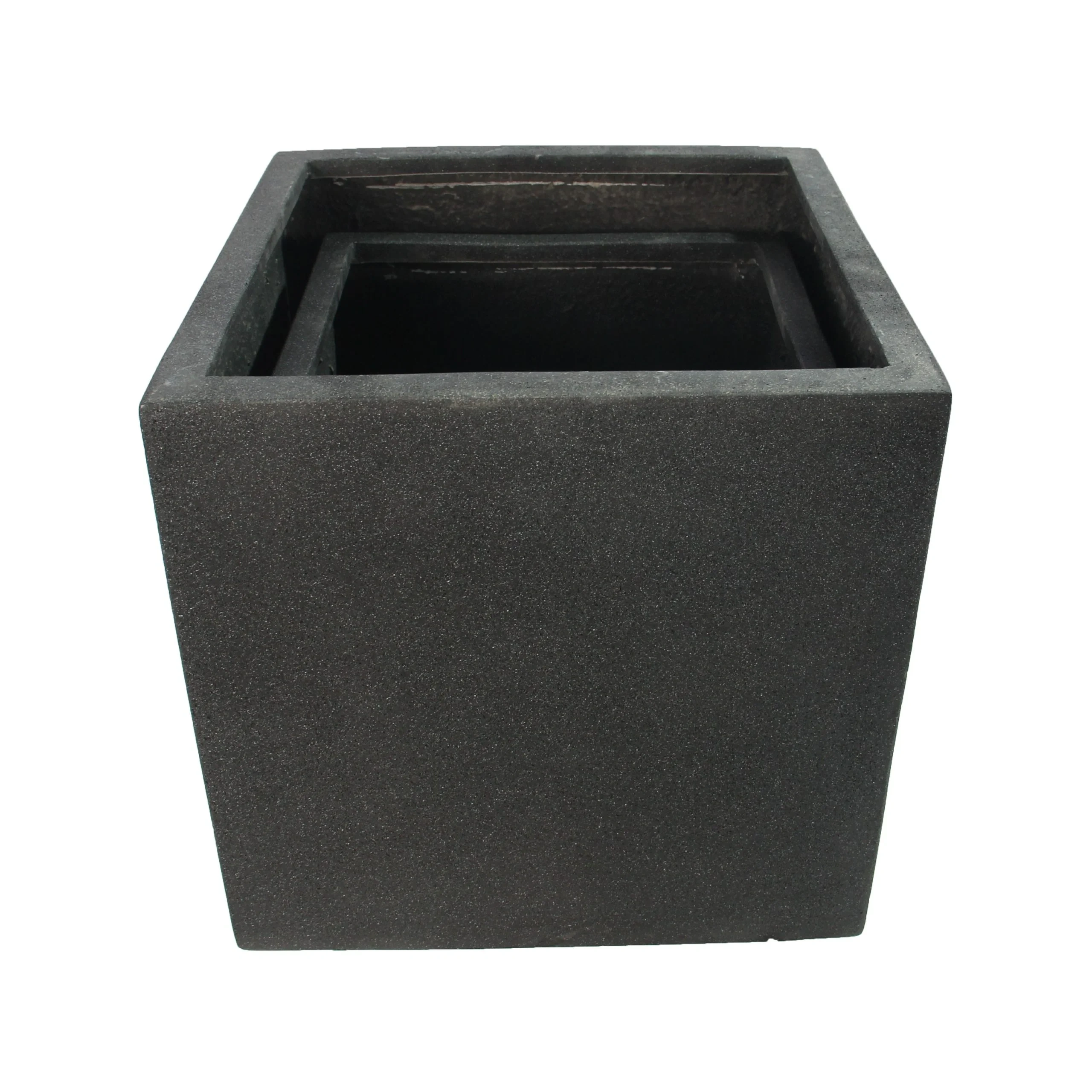 Rhine Square Poly Planter (Set Of 2) – Black 4 Rhine Square Poly Planter (Set Of 2) – Black - Ảnh 4