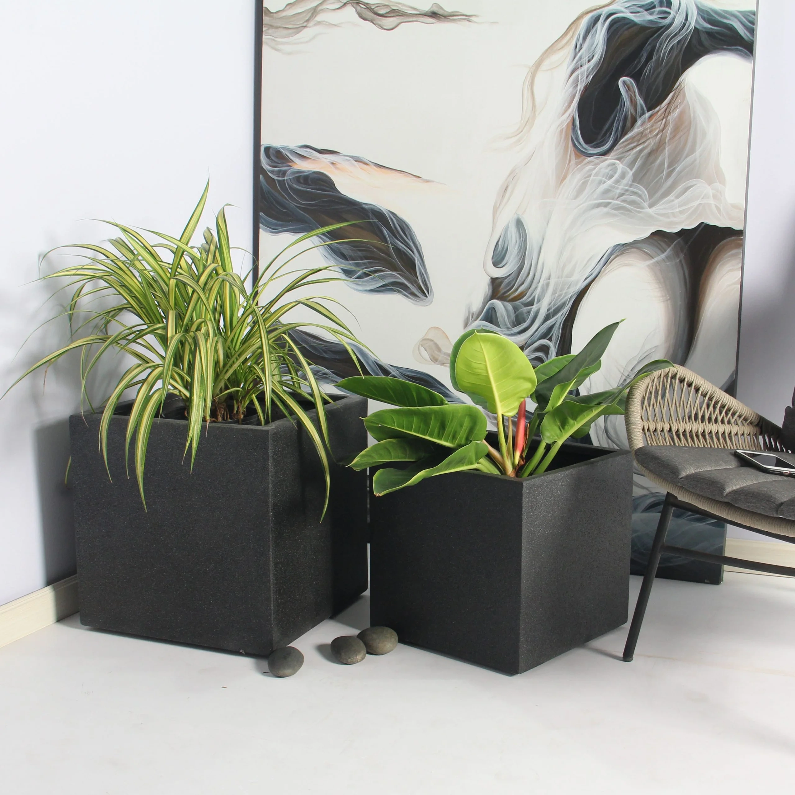 Rhine Square Poly Planter (Set Of 2) – Black 8 Rhine Square Poly Planter (Set Of 2) – Black - Ảnh 8